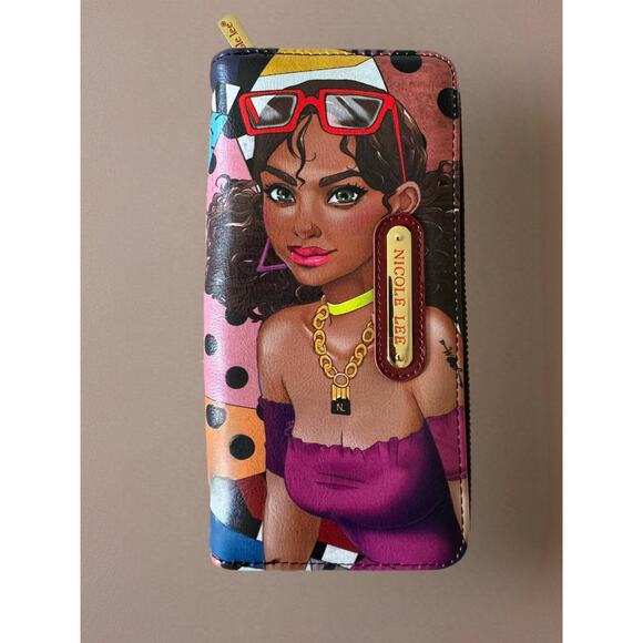 Nicole Lee Graphic Zip Around Wallet Cartoon Print Pop Art Y2K Streetwear Style - Picture 1 of 11